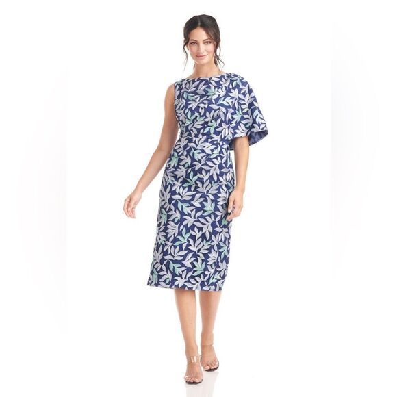 JS Collections HALLIE CAPE MIDI DRESS - Picture 1 of 10
